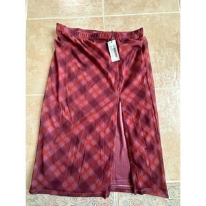 Nasty‎ Gal Petite Check Mesh Midi Skirt With Side Split Multi size 6